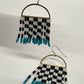 Handmade Beaded Checkerboard Teal Seed Bead Earrings