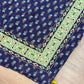 1980s Vintage Indian Cotton Hand Block Printed Uncut Fabric Yardage - Micro Floral / Mandala / Blue - 102" x 68" (#14)