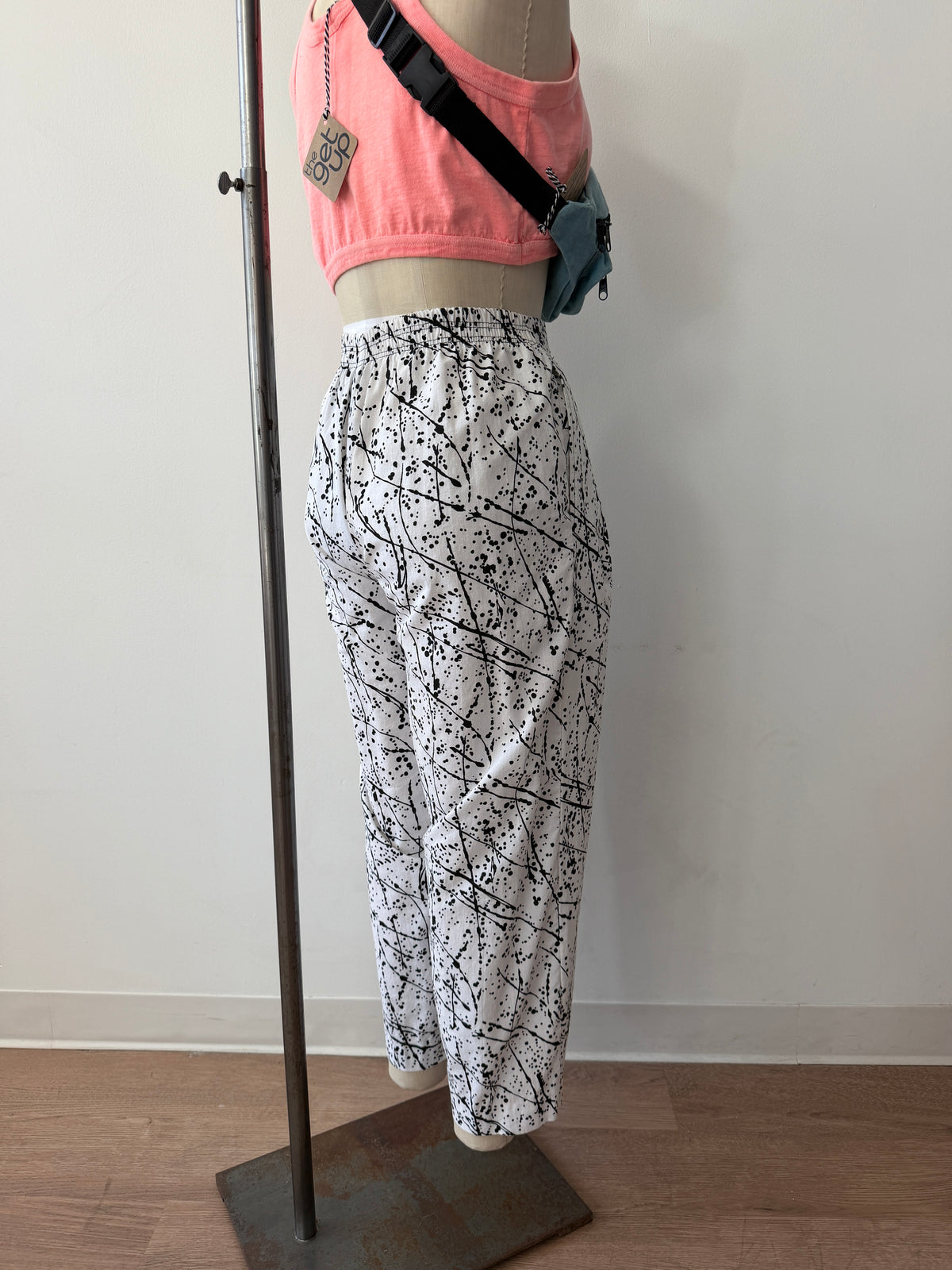 1990's Vintage Splatter Paint Velcro Roundhouse Pants