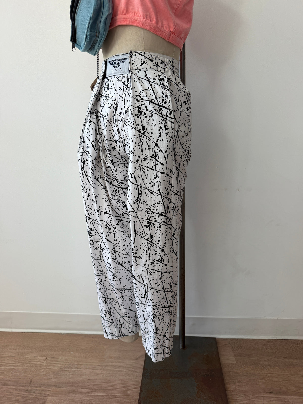 1990's Vintage Splatter Paint Velcro Roundhouse Pants