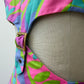 1960s Vintage Neon Paisley Swirls Mod Cutout Go-Go Dress by Elizabeth Jean - Jamaica Fashion Guild Label