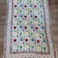 1970s Vintage Indian Cotton Hand Block Printed Uncut Fabric Yardage - Red / Cream / Blue / Green Large Blooms - 66" x 98" (#6)