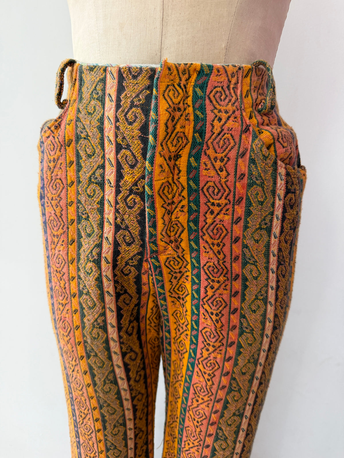 1960s Vintage Handmade Groovy Tapestry Bellbottom Pants - 32" x 28"