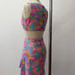 1960s Vintage Neon Paisley Swirls Mod Cutout Go-Go Dress by Elizabeth Jean - Jamaica Fashion Guild Label
