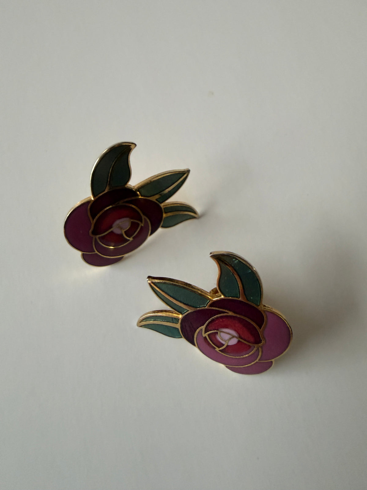 1990s Vintage Laurel Birch "Deco Rose" Clip On earrings