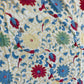 1970s Vintage Indian Cotton Hand Block Printed Uncut Fabric Yardage - Red / Cream / Blue / Green Large Blooms - 66" x 98" (#6)