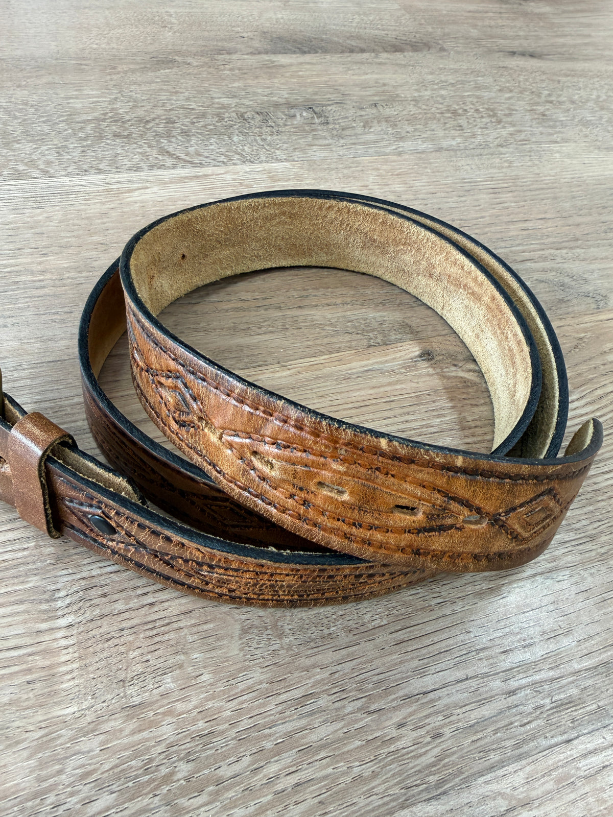 1970s Vintage Greg !! Brass Buckle on Leather Belt