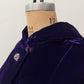 1950s - 1960s Vintage Deep Purple Velvet with Rhinestone Buttons Full Length Cape Cloak with Hood