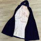 1950s - 1960s Vintage Deep Purple Velvet with Rhinestone Buttons Full Length Cape Cloak with Hood