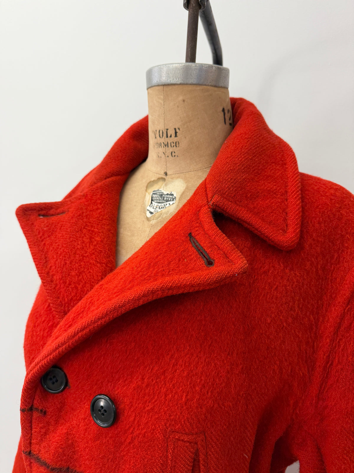 1950s Vintage Hudson Bay Red and Back Point Stripe Blanket Jacket Coat