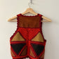 1970s Vintage Red and Orange Knitted Suede  Patchwork Vest
