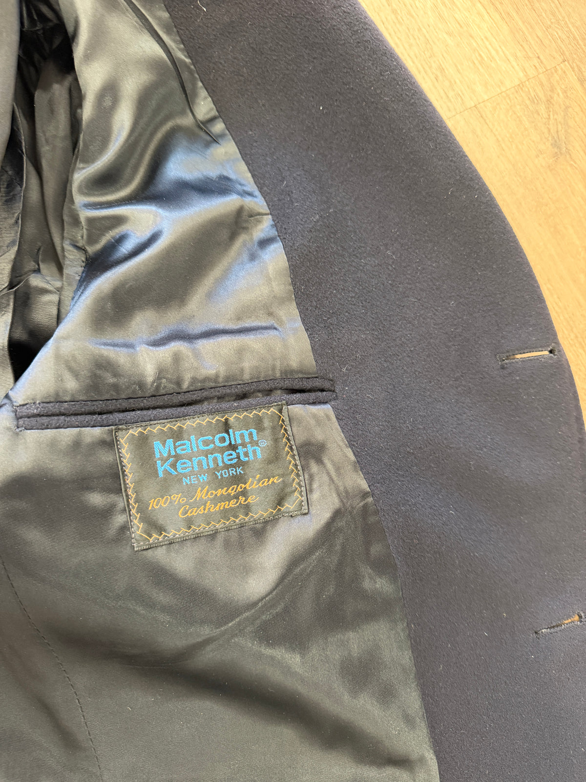 1960s Vintage Pure 100% Mongolian Cashmere Navy Blue Dress Coat