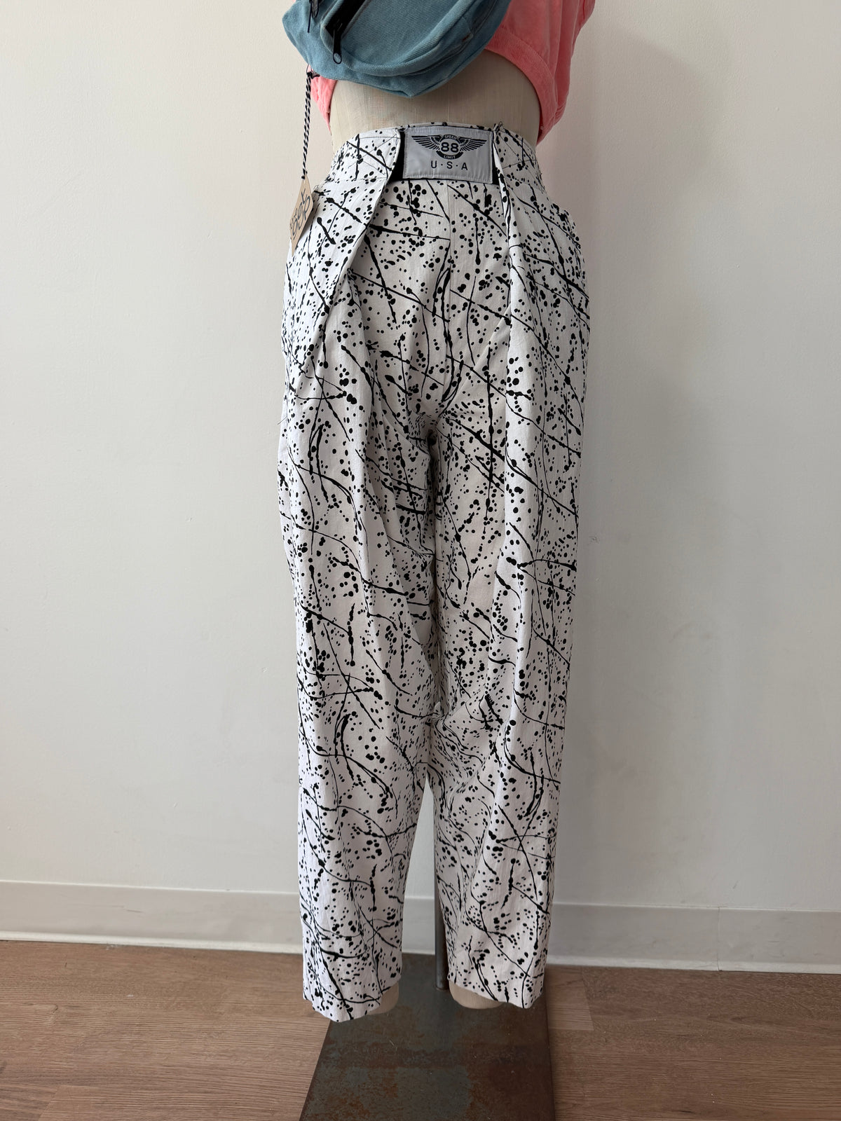 1990's Vintage Splatter Paint Velcro Roundhouse Pants