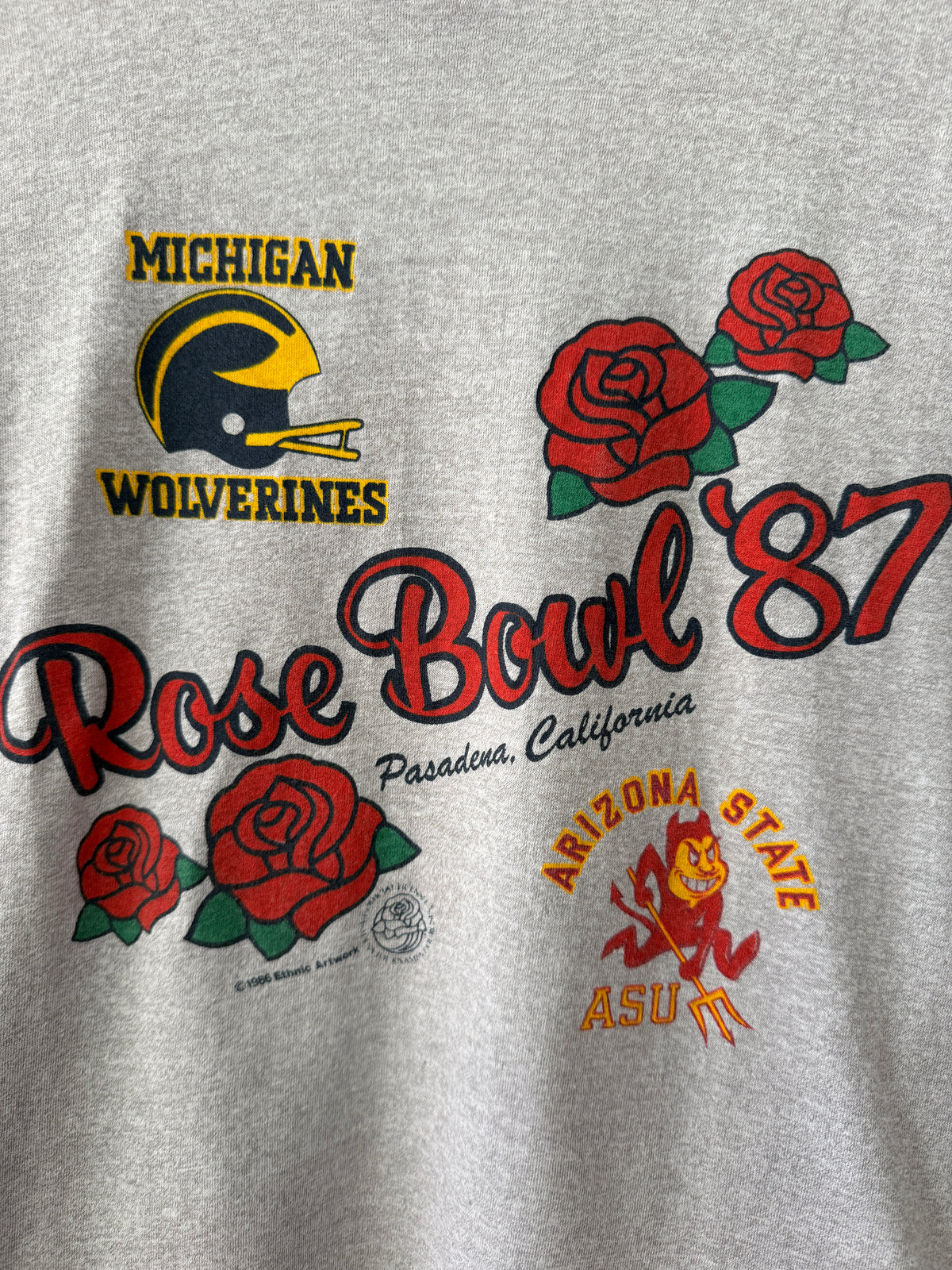 1987 Vintage University of Michigan Rose Bowl T-shirt U of M vs ASU 1980s