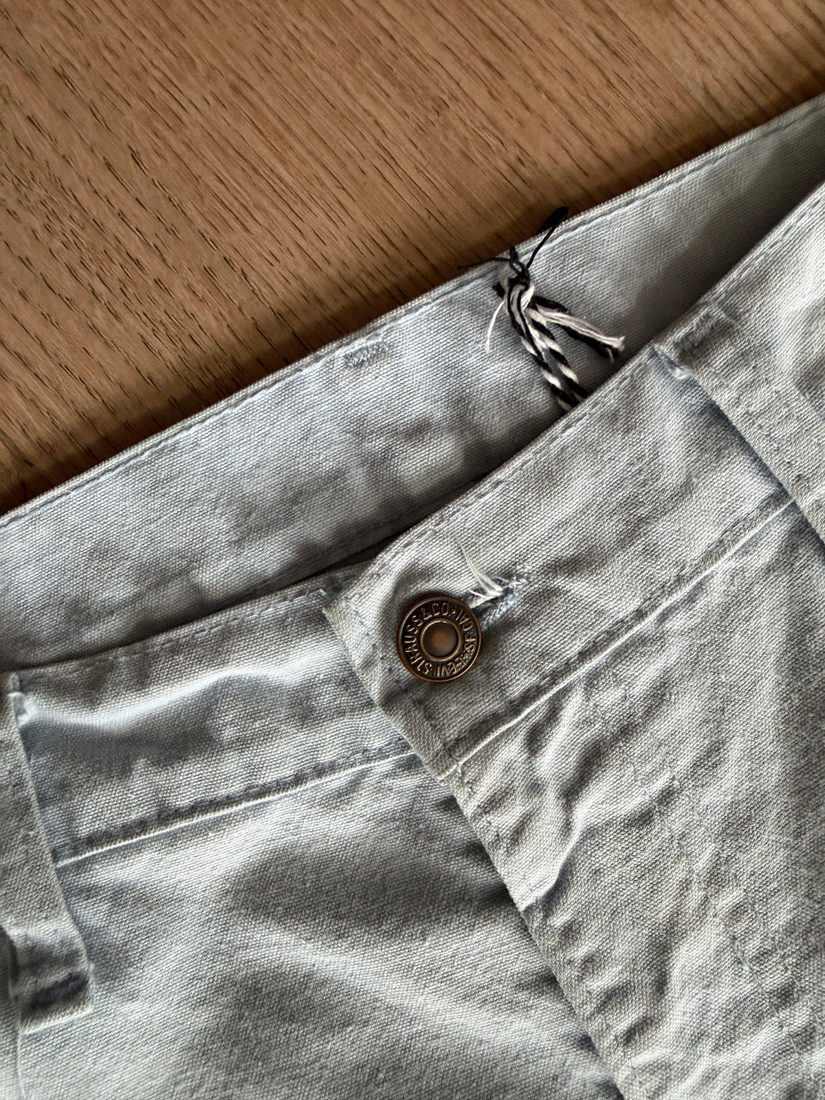 1960s - 1970's Levi's "BIG E" High Waisted Cotton Light Blue Wash Denim Bellbottom Pants - 34" x 31"