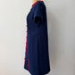 1970s Vintage Mod Navy w/ Red Scalloped Trim A-Line Dress