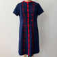 1970s Vintage Mod Navy w/ Red Scalloped Trim A-Line Dress