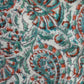 1970s Vintage Indian Cotton Hand Block Printed Uncut Fabric Yardage - Coral / Teal - 80" x 92" (#8)