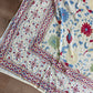 1970s Vintage Indian Cotton Hand Block Printed Uncut Fabric Yardage - Red / Cream / Blue / Green Large Blooms - 66" x 98" (#6)