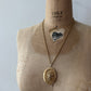 1970s Vintage Gold Toned Script Locket Pendant Necklace