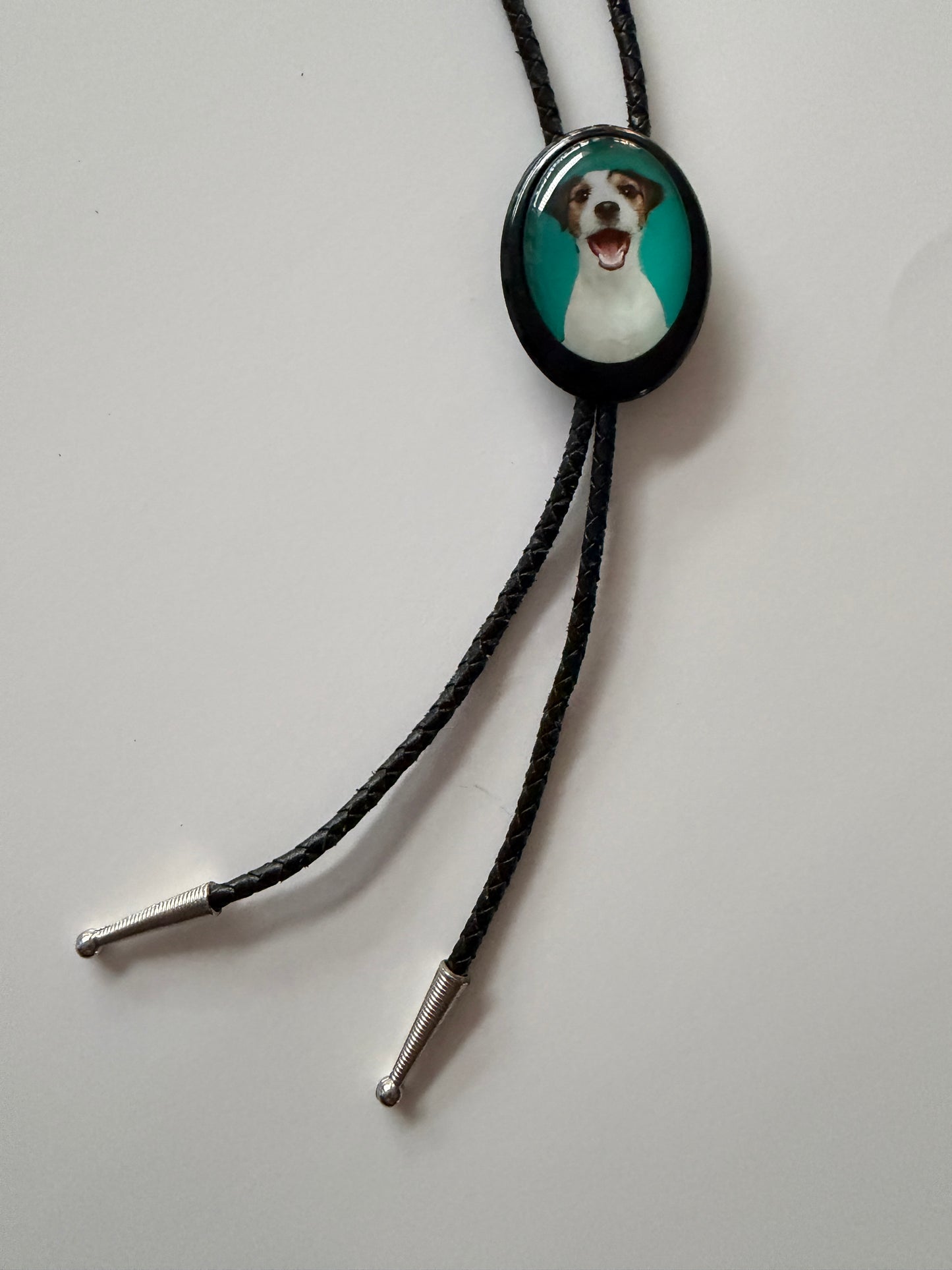 1990s Vintage Jack Russell Dog Bolo Tie Necklace