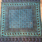 1970s Vintage Indian Cotton Hand Block Printed Uncut Fabric Yardage - Teal / Burgundy / Paisley / People / Horses Motifs -96" x 80" (#13)