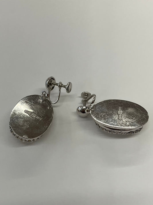 1950s Vintage Whiting and Davis Sterling and Mother of Pearl Screwback Earrings
