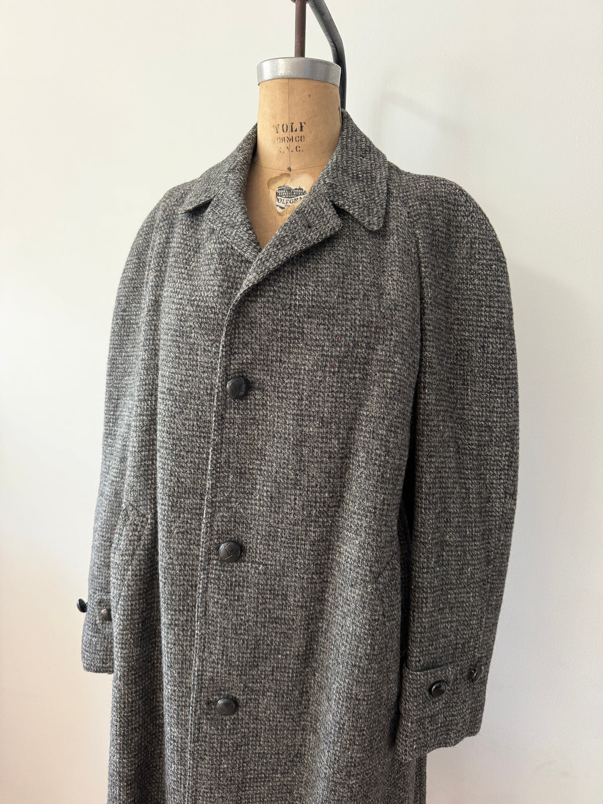 1960s Vintage Gray Harris Tweed Scottish Wool Coat