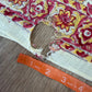 1970s Vintage Indian Cotton Hand Block Printed Uncut Fabric Yardage - Red / Pink / Yellow Lotus Flower - 64" x 100" (#2)