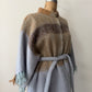 1970s - 80s Vintage Robins Egg Blue and Brown Mohair Blanket Coat