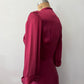 1940s Vintage Satin Plum Robe with Shell Buttons Old Hollywood Style