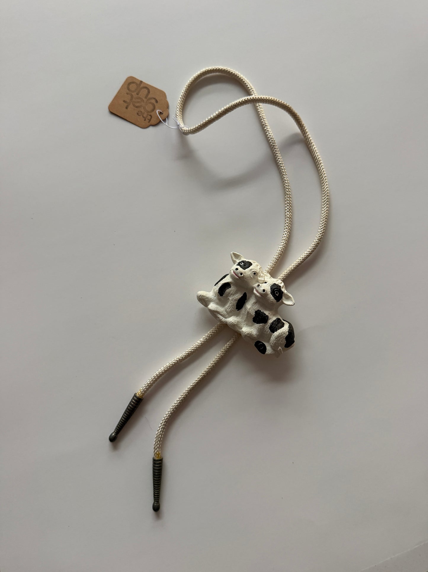 1990s Vintage Cows in the Pasture Bolo Tie Necklace