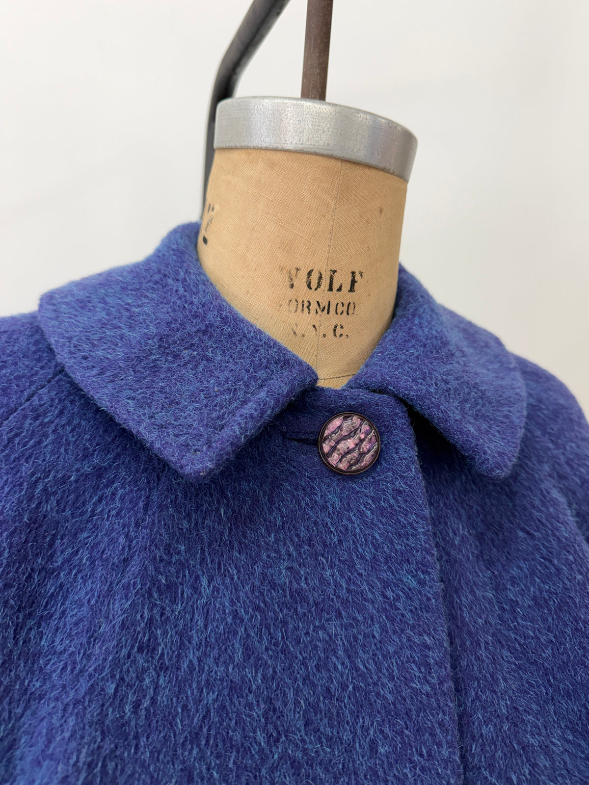 1950s Vintage Purple and Teal Wool Dress Swing Coat