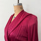 1940s Vintage Satin Plum Robe with Shell Buttons Old Hollywood Style