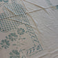 1940s - 1950s Vintage Indian Cotton Hand Block Printed Uncut Fabric Yardage - Cream / Robin's Egg Blue / Abstract Basket Florals - 80” x 96" (#9)