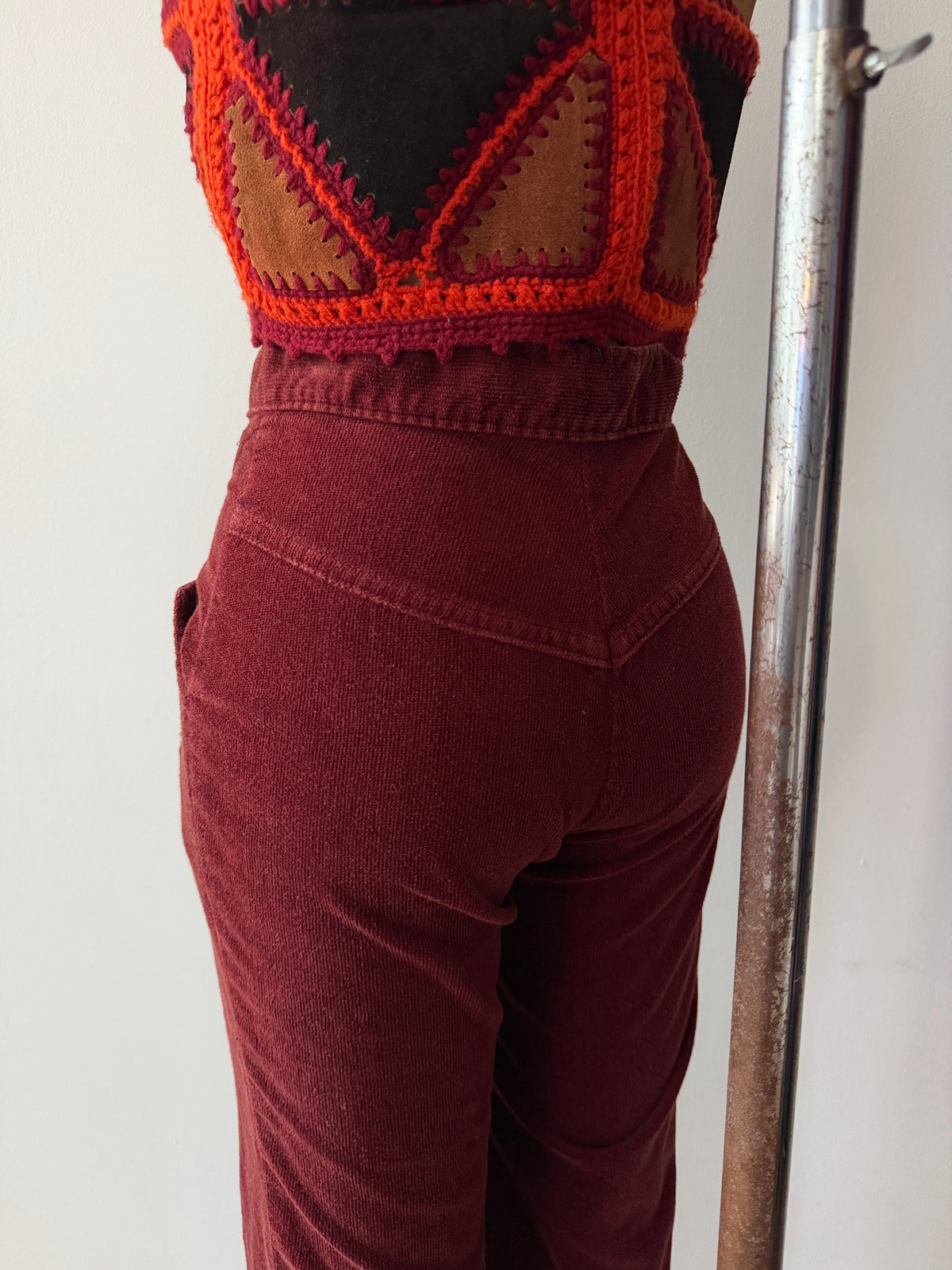 1970s Vintage Soft Brick Red Corduroy Pants by "Rhythm and Blues" - 26"