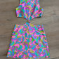 1960s Vintage Neon Paisley Swirls Mod Cutout Go-Go Dress by Elizabeth Jean - Jamaica Fashion Guild Label