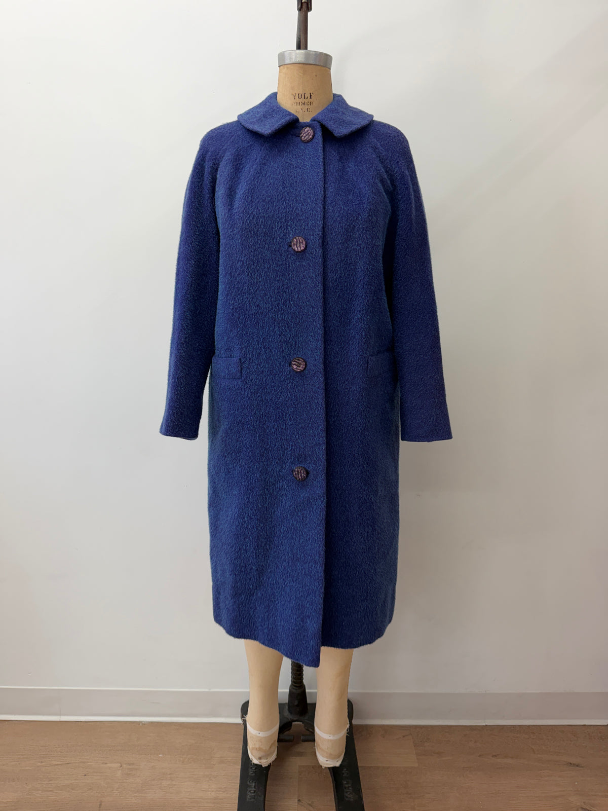 1950s Vintage Purple and Teal Wool Dress Swing Coat