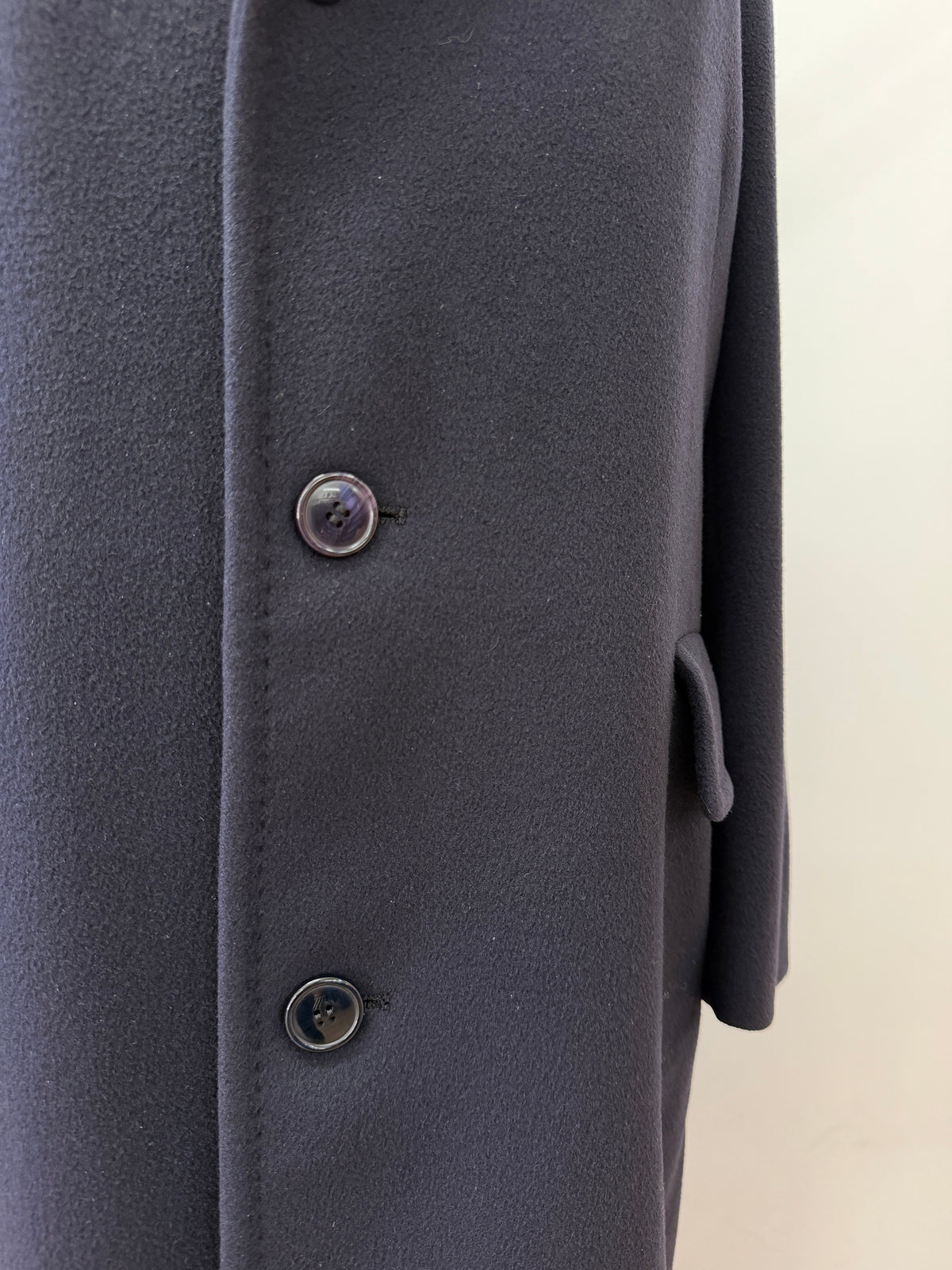 1960s Vintage Pure 100% Mongolian Cashmere Navy Blue Dress Coat