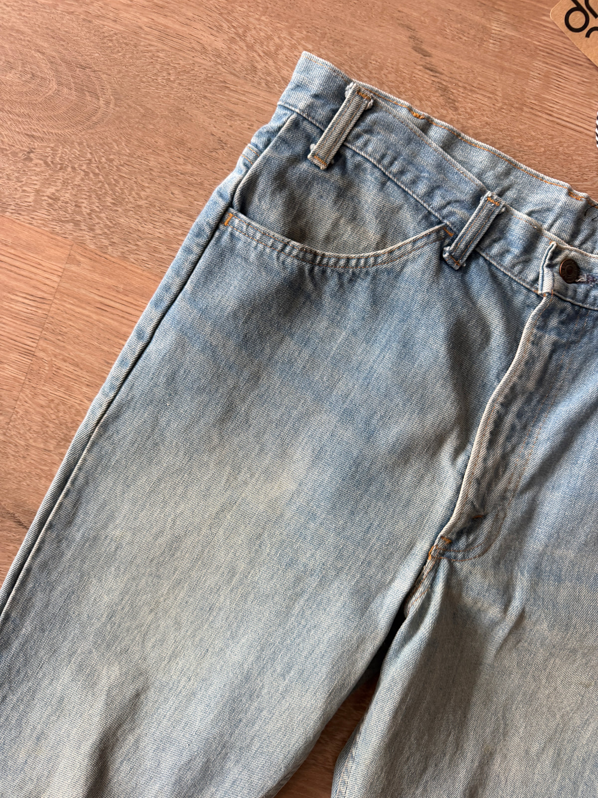 1970s Vintage Orange Tab Light Wash Levi's Jeans - 34" x 34"