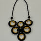 Bakelite & Celluloid Heart Cutout Statement Bib Necklace by Artisan Signed G. Balman