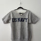 1970s Vintage Heathered Grey U.S. Navy Cut-off Raglan Short Sleeved Crewneck Sweatshirt