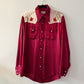 1950s Vintage Triple LLL Brand Western Embroidered Flower Western Satin Rayon Pearl Snap Shirt