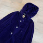 1950s - 1960s Vintage Deep Purple Velvet with Rhinestone Buttons Full Length Cape Cloak with Hood