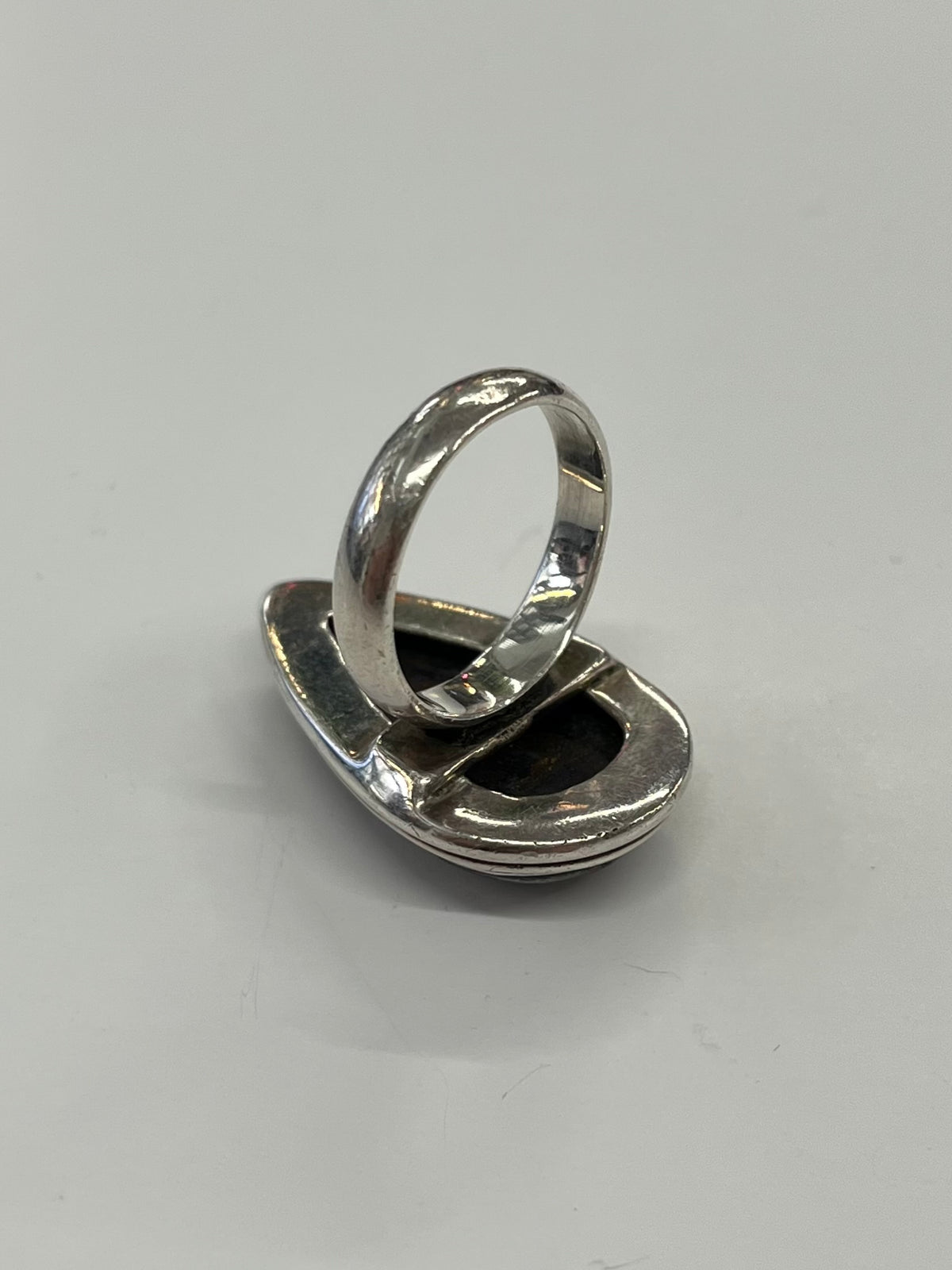 1990s Vintage Nuumite and Sterling Teardrop Ring - Size 7