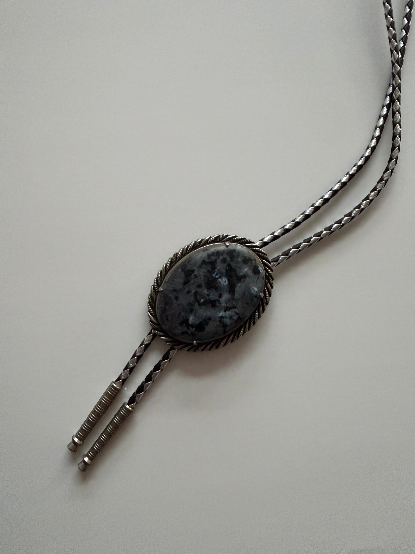 1980s Vintage Large Stone Bolo Tie Necklace
