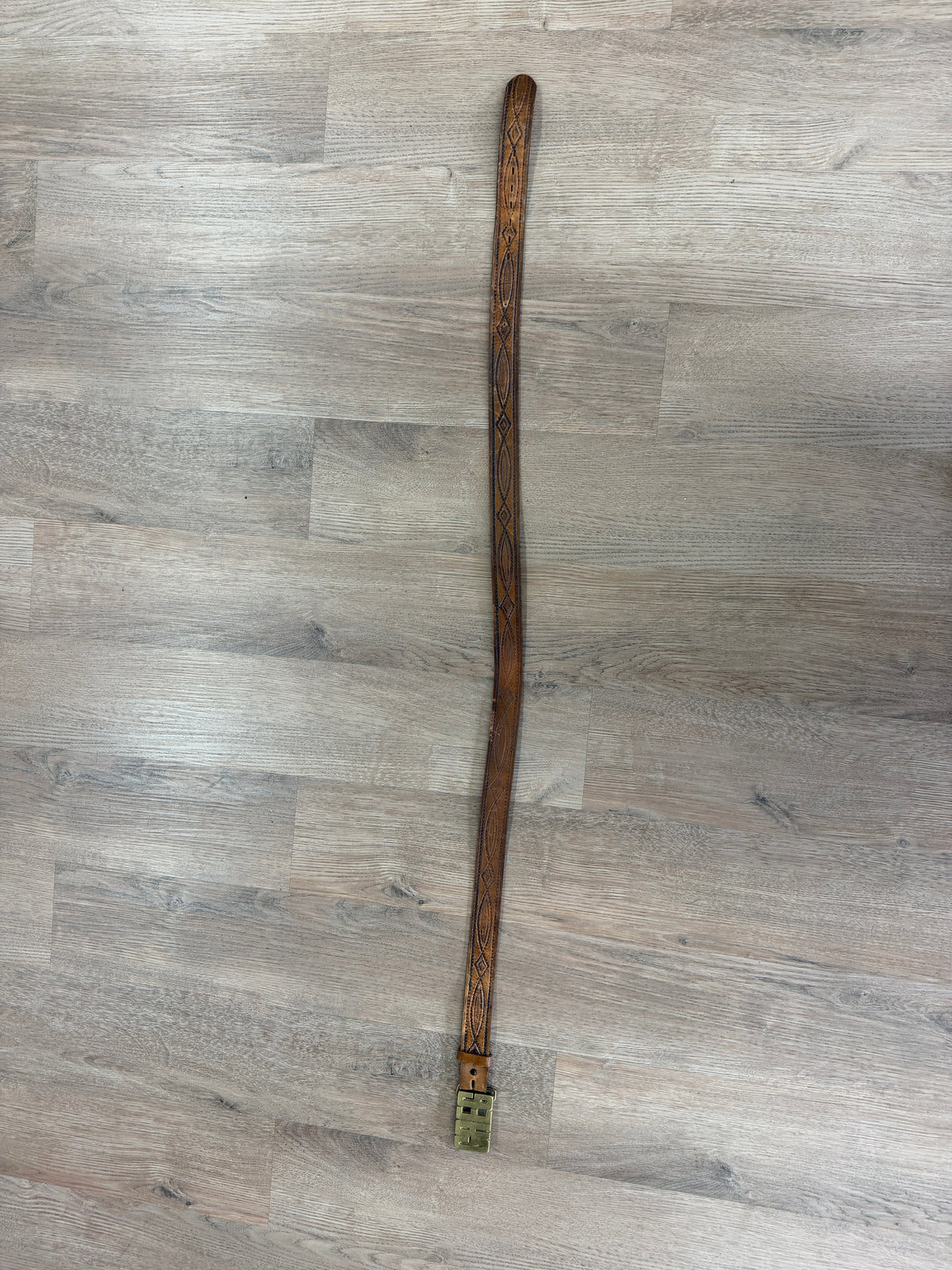 1970s Vintage Greg !! Brass Buckle on Leather Belt