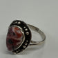 1980s Vintage Sterling and Agate Southwest Ring - Size 13