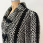 1980s Vintage Black & White Shaggy Knit Coat