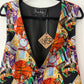 2000's Y2K Vintage Nicole Miller Novelty Print Basketball Vest 100% Silk